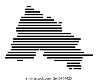 Symbol Map of the city Miesbach (Bayern, Germany) showing the area of the city with just a few black horizontal lines