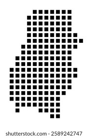 Symbol Map of the City Mina de Agua (Portugal) showing the city with a pattern of just a few black squares