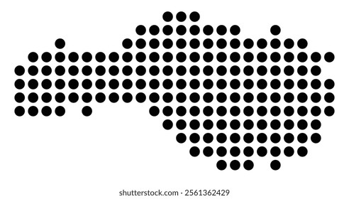 Symbol Map of the City Miskolc (Hungary) showing the city with a pattern of just a few black dots