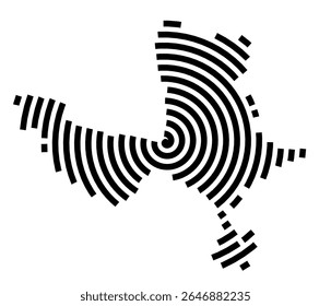 Symbol Map of the city Mittweida (Sachsen, Germany) showing the city with a black spiral line