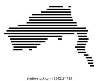 Symbol Map of the city Montabaur (Rheinland-Pfalz, Germany) showing the area of the city with just a few black horizontal lines