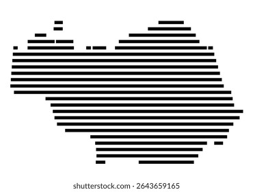 Symbol Map of the city Moormerland (Niedersachsen, Germany) showing the area of the city with just a few black horizontal lines