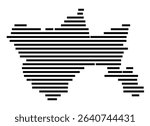 Symbol Map of the city Moosburg a.d.Isar (Bayern, Germany) showing the area of the city with just a few black horizontal lines