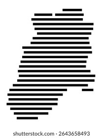 Mapa de símbolos da cidade Morsbach (Nordrhein-Westfalen, Alemanha) mostrando a área da cidade com apenas algumas linhas horizontais pretas