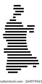 Symbol Map of the city Mosbach (Baden-Württemberg, Germany) showing the area of the city with just a few black horizontal lines