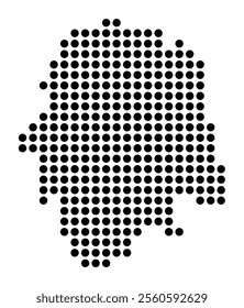 Symbol Map of the City Muenster (Germany) showing the city with a pattern of just a few black dots