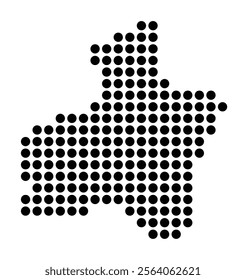 Symbol Map of the City Mulhouse (France) showing the city with a pattern of just a few black dots