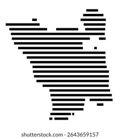 Mapa de símbolos da cidade Munster (Niedersachsen, Alemanha) mostrando a área da cidade com apenas algumas linhas horizontais pretas