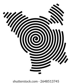 Symbol Map of the city Munster (Niedersachsen, Germany) showing the city with a black spiral line