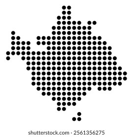 Symbol Map of the City Murcia (Spain) showing the city with a pattern of just a few black dots