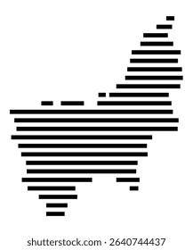 Symbol Map of the city Murnau a.Staffelsee (Bayern, Germany) showing the area of the city with just a few black horizontal lines