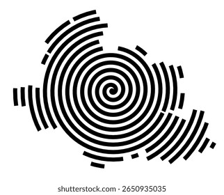 Mapa de símbolos da cidade Murrhardt (Baden-Württemberg, Alemanha) mostrando a cidade com uma linha espiral preta