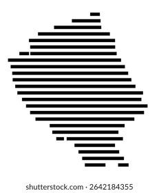 Symbol Map of the city Mutterstadt (Rheinland-Pfalz, Germany) showing the area of the city with just a few black horizontal lines