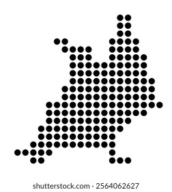 Symbol Map of the City Nantes (France) showing the city with a pattern of just a few black dots