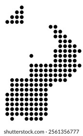 Symbol Map of the City Narva (Estonia) showing the city with a pattern of just a few black dots