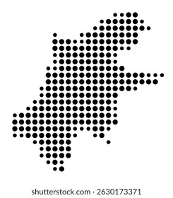 Symbol Map of the city Nauen (Brandenburg, Germany) showing the city with a pattern of just a few black dots