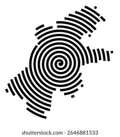Symbol Map of the city Nauen (Brandenburg, Germany) showing the city with a black spiral line