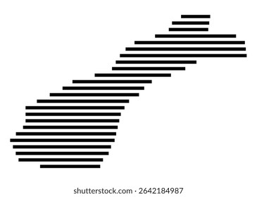 Symbol Map of the city Nauheim (Hessen, Germany) showing the area of the city with just a few black horizontal lines