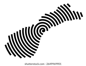 Symbol Map of the city Nauheim (Hessen, Germany) showing the city with a black spiral line