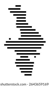 Symbol Map of the city Neu Wulmstorf (Niedersachsen, Germany) showing the area of the city with just a few black horizontal lines