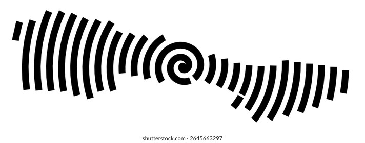 Mapa de símbolos da cidade Neubiberg (Bayern, Germany) mostrando a cidade com uma linha espiral preta