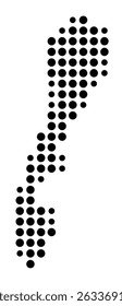 Symbol Map of the city Neuenburg am Rhein (Baden-Württemberg, Germany) showing the city with a pattern of just a few black dots