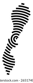 Mapa de símbolos da cidade Neuenburg am Rhein (Baden-Württemberg, Alemanha) mostrando a cidade com uma linha espiral preta