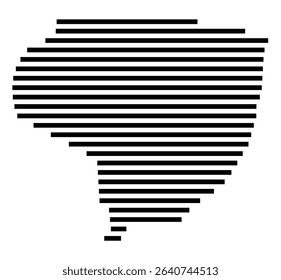 Symbol Map of the city Neuenhagen bei Berlin (Brandenburg, Germany) showing the area of the city with just a few black horizontal lines