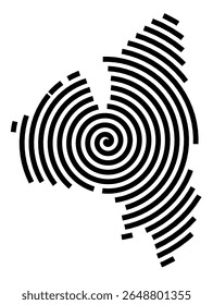 Symbol Map of the city Neuenhaus (Niedersachsen, Germany) showing the city with a black spiral line