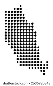 Symbol Map of the city Neuenkirchen (Nordrhein-Westfalen, Germany) showing the city with a pattern of just a few black dots