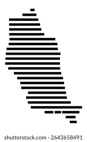 Symbol Map of the city Neuenkirchen (Nordrhein-Westfalen, Germany) showing the area of the city with just a few black horizontal lines