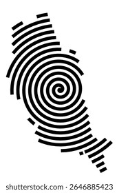 Symbol Map of the city Neuenkirchen (Nordrhein-Westfalen, Germany) showing the city with a black spiral line