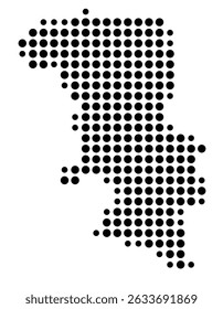 Symbol Map of the city Neuenstadt am Kocher (Baden-Württemberg, Germany) showing the city with a pattern of just a few black dots