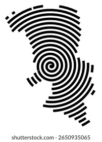 Symbol Map of the city Neuenstadt am Kocher (Baden-Württemberg, Germany) showing the city with a black spiral line