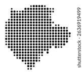 Symbol Map of the city Neunkirchen (Nordrhein-Westfalen, Germany) showing the city with a pattern of just a few black dots