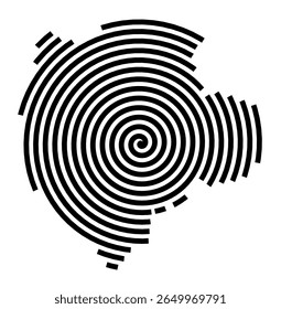 Symbol Map of the city Neunkirchen (Nordrhein-Westfalen, Germany) showing the city with a black spiral line