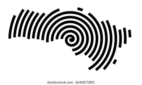 Symbol Map of the city Neustadt a.d.Aisch (Bayern, Germany) showing the city with a black spiral line