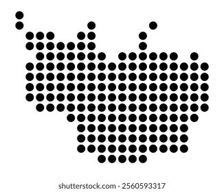 Symbol Map of the City Neuwied (Germany) showing the city with a pattern of just a few black dots