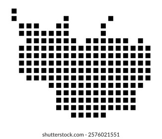 Symbol Map of the City Neuwied (Germany) showing the city with a pattern of just a few black squares