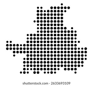 Symbol Map of the city Nidda (Hessen, Germany) showing the city with a pattern of just a few black dots