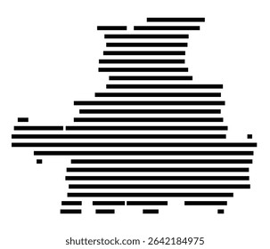Symbol Map of the city Nidda (Hessen, Germany) showing the area of the city with just a few black horizontal lines