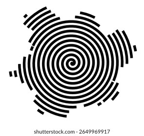 Symbol Map of the city Nidderau (Hessen, Germany) showing the city with a black spiral line
