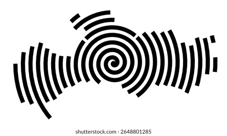 Symbol Map of the city Nideggen (Nordrhein-Westfalen, Germany) showing the city with a black spiral line
