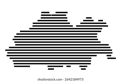 Symbol Map of the city Niedernhausen (Hessen, Germany) showing the area of the city with just a few black horizontal lines