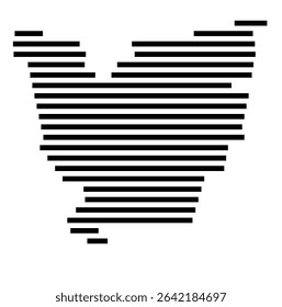 Symbol Map of the city Nieder-Olm (Rheinland-Pfalz, Germany) showing the area of the city with just a few black horizontal lines