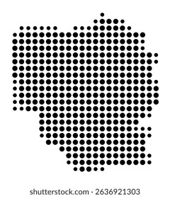 Symbol Map of the city Großenkneten (Niedersachsen, Germany) showing the city with a pattern of just a few black dots