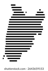 Symbol Map of the city Krummhörn (Niedersachsen, Germany) showing the area of the city with just a few black horizontal lines