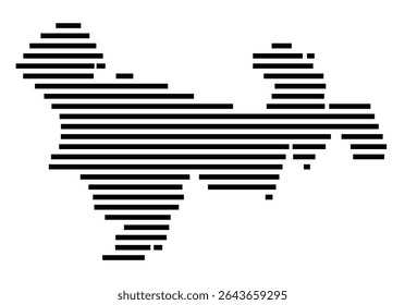 Symbol Map of the city Südheide (Niedersachsen, Germany) showing the area of the city with just a few black horizontal lines
