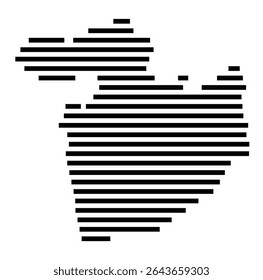 Mapa de símbolos da cidade Schöningen (Niedersachsen, Alemanha) mostrando a área da cidade com apenas algumas linhas horizontais pretas
