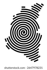 Symbol Map of the city Bückeburg (Niedersachsen, Germany) showing the city with a black spiral line